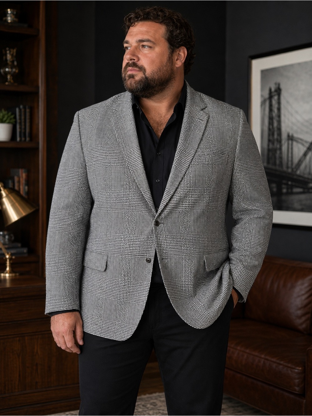 Haband Gray Glen Plaid Sport Coat